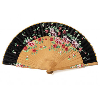 Abanico Floral Negro