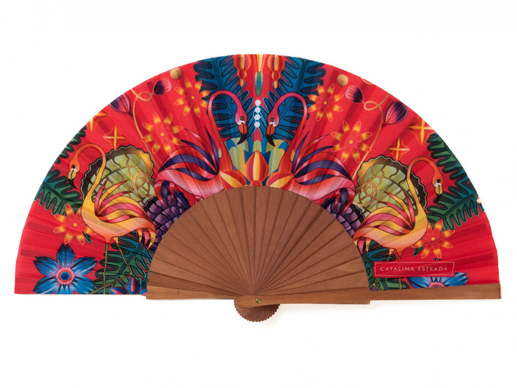 Abanico Flamingo Catalina Estrada Fuxia