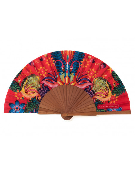 Abanico Flamingo Catalina Estrada Fuxia