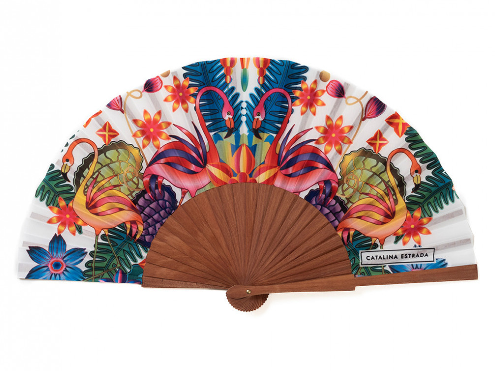 Abanico Flamingo Catalina Estrada Blanco