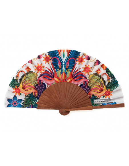 Abanico Flamingo Catalina Estrada Blanco