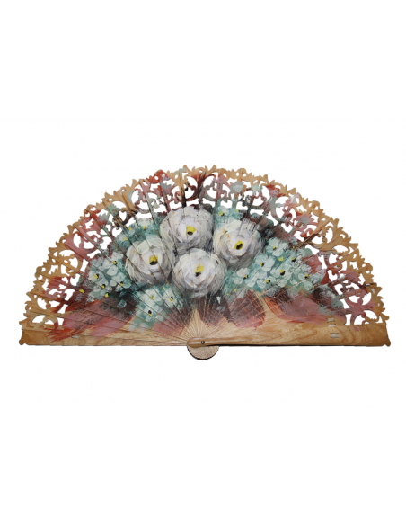 Abanico Baraja Floral Aqua