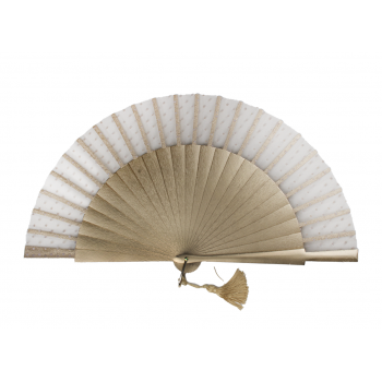Abanico Ceremonia Plumeti Oro