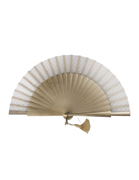Abanico Ceremonia Plumeti Oro