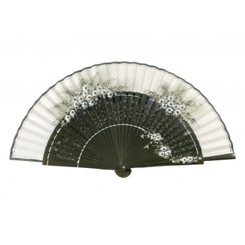 Abanico Margaritas Verde Oliva