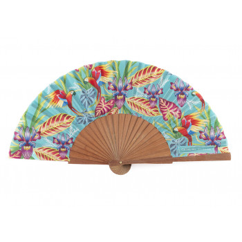 Abanico Jungla Guacamayo Azul Aqua