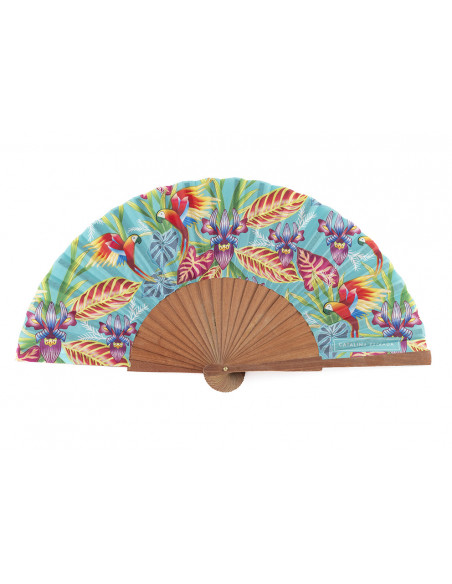 Abanico Jungla Guacamayo Azul Aqua