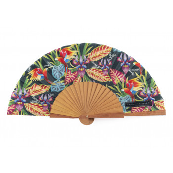 Abanico Jungla Guacamayo Verde Oliva