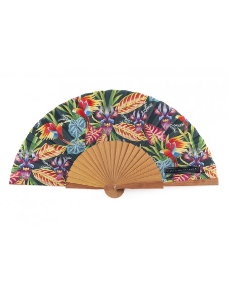 Abanico Jungla Guacamayo Verde Oliva