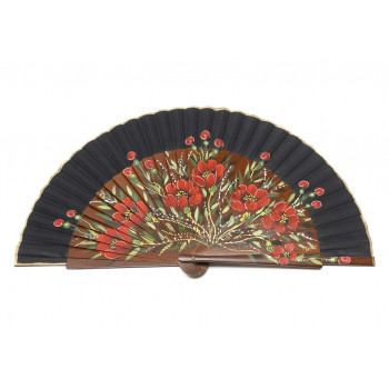 Abanico Amapolas Negro