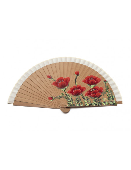 Abanico Clásico Amapolas Natural