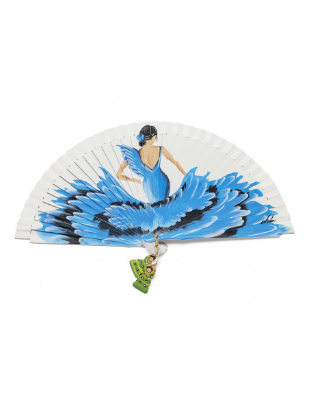 Abanico Flamenca Cian