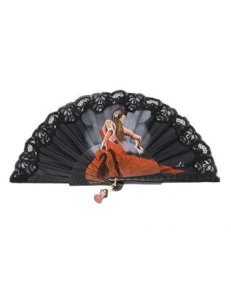 Abanico Baile Flamenca Negro