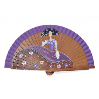 Abanico Meninas Flores Malva Mini