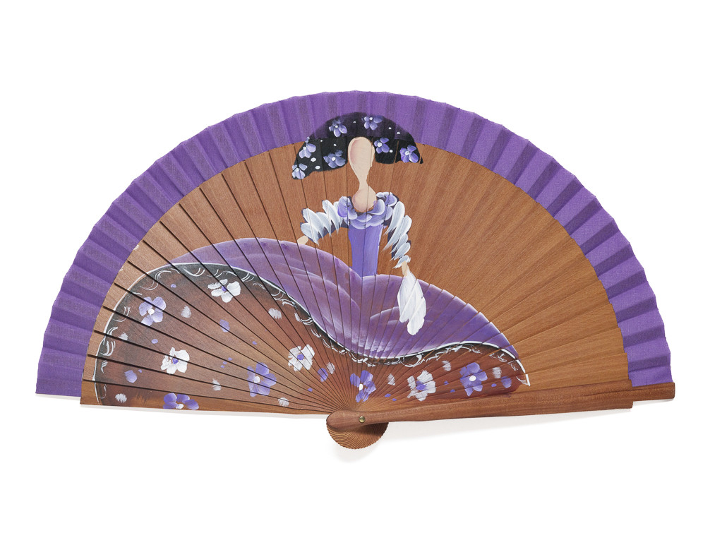 Abanico Meninas Flores Malva Mini