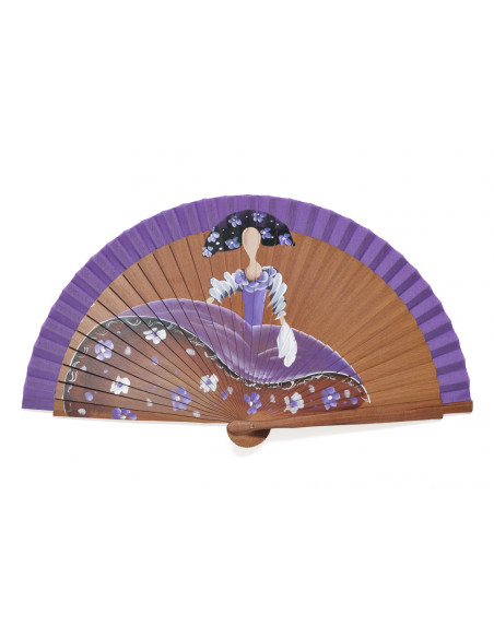 Abanico Meninas Flores Malva Mini