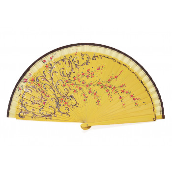 Abanico Volutas Cerezo Mostaza