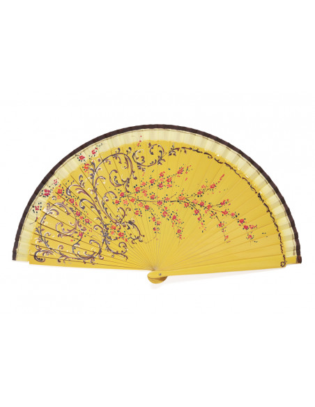 Abanico Volutas Cerezo Mostaza