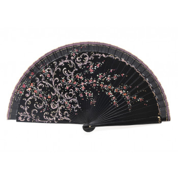Abanico Volutas Cerezo Negro