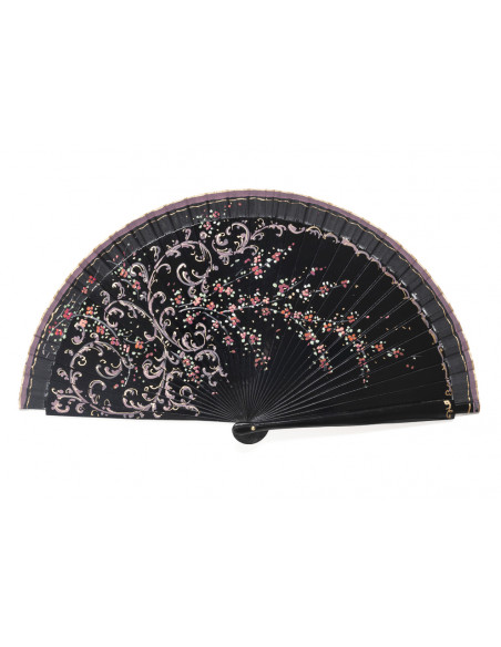 Abanico Volutas Cerezo Negro
