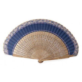 Abanico Roble Calado Azul
