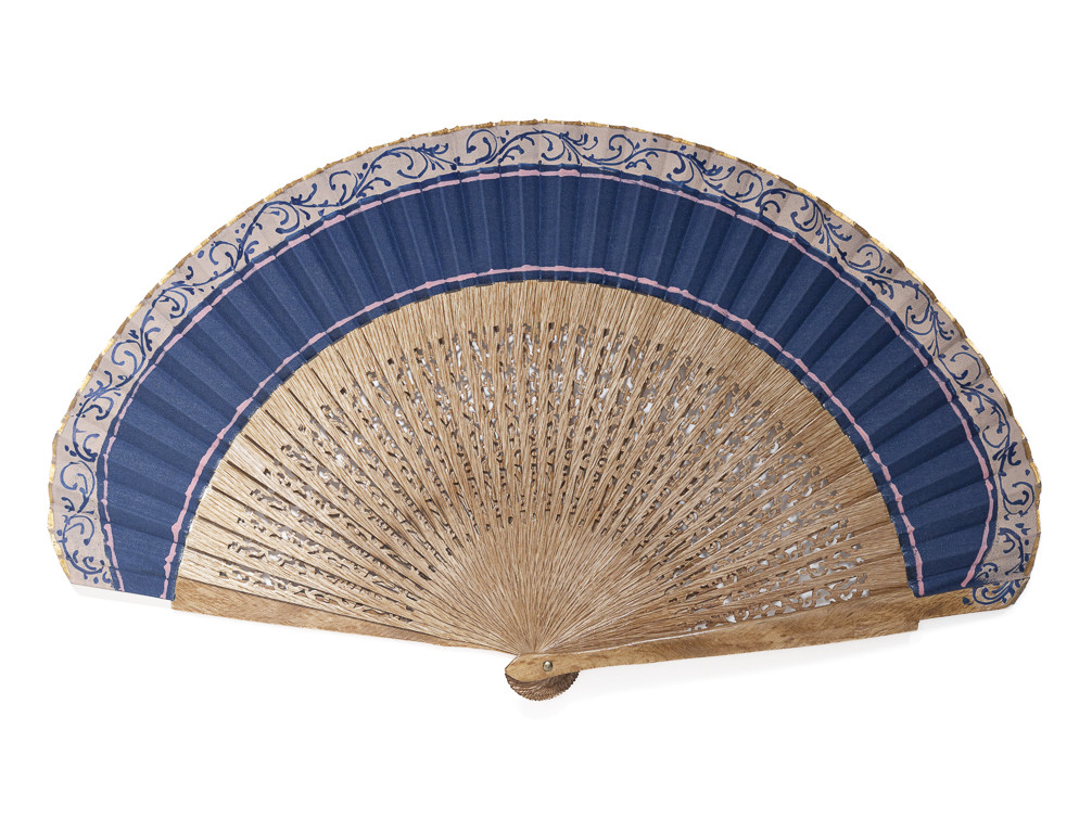Abanico Roble Calado Azul