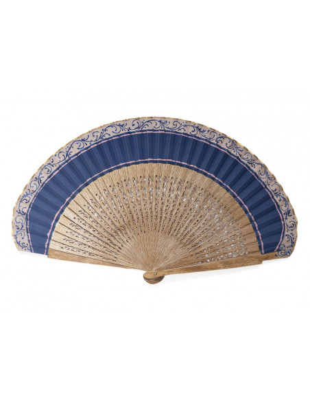 Abanico Roble Calado Azul