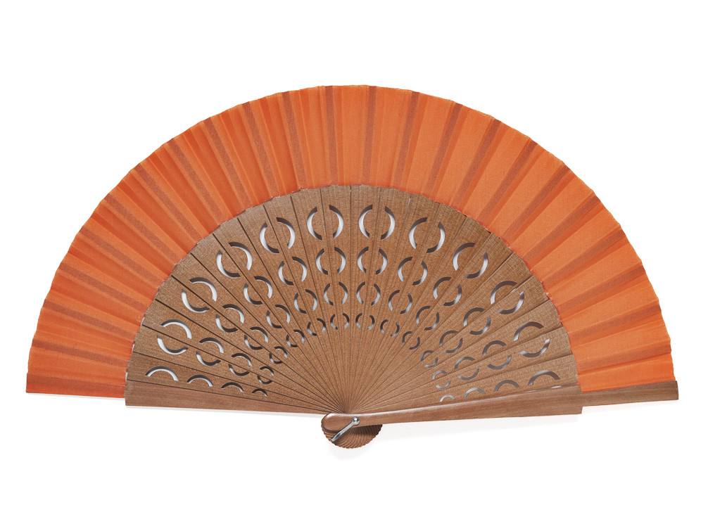 Abanico Calado Lunares Naranja
