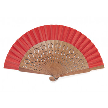 Abanico Calado Lunares Rojo