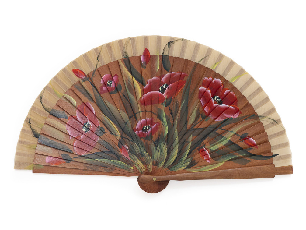 Abanico Abedul Amapolas Mini