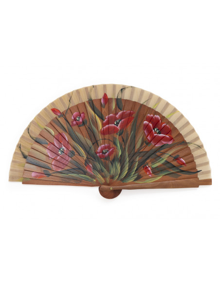Abanico Abedul Amapolas Mini