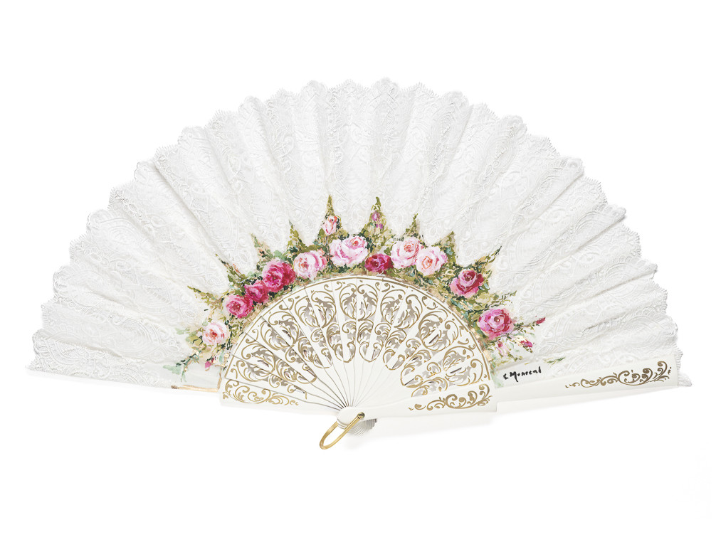 Abanico Rosal Encaje Danta