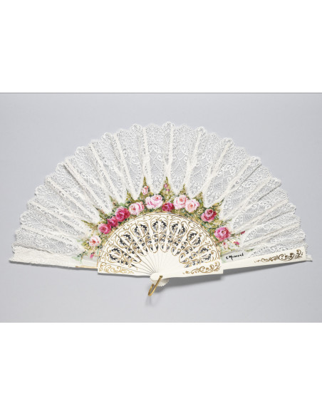 Abanico Rosal Encaje Danta