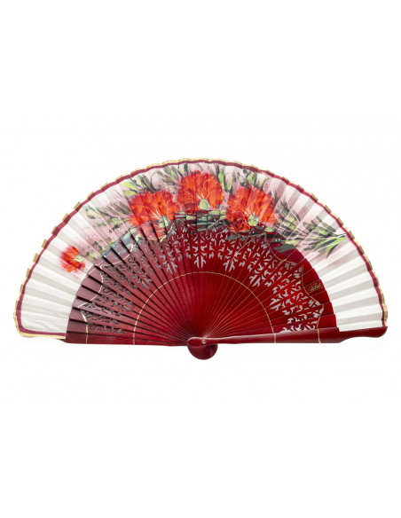 Abanico Claveles Caoba