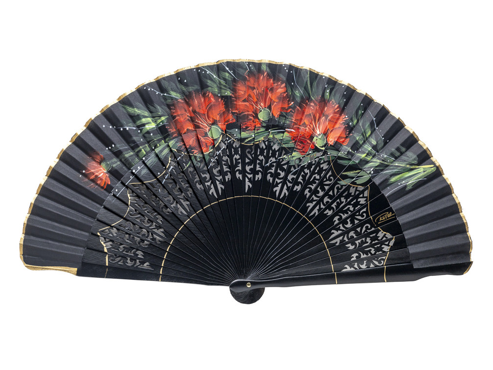 Abanico Claveles Negro