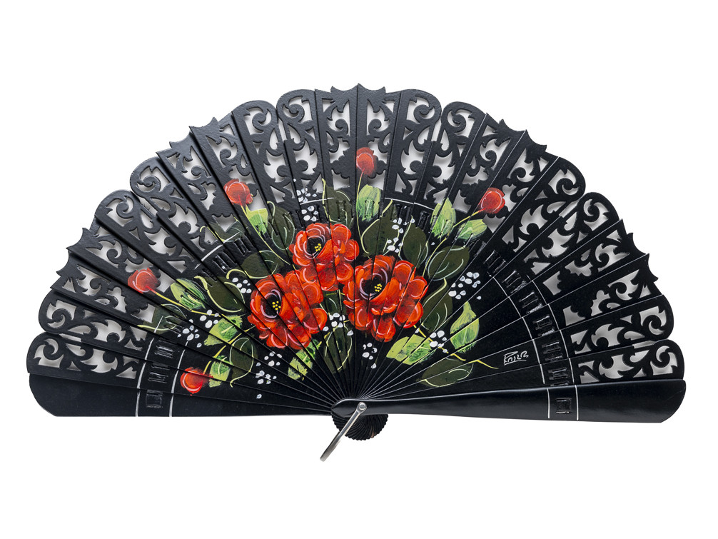 Abanico Baraja Rosal Negro