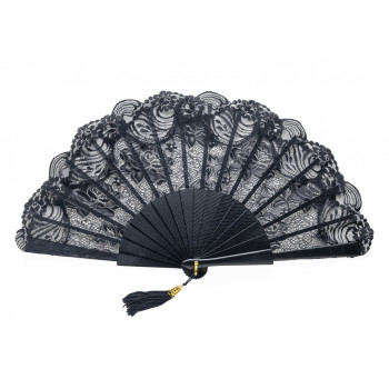 Abanico Encaje Rosal