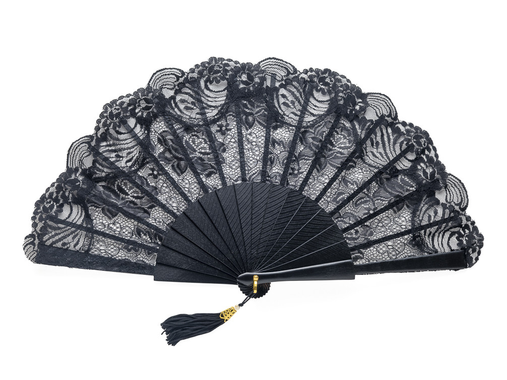 Abanico Encaje Rosal
