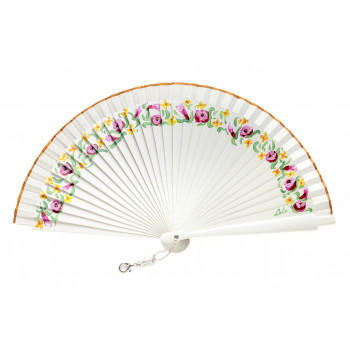 Abanico Florecillas Naranja Mini