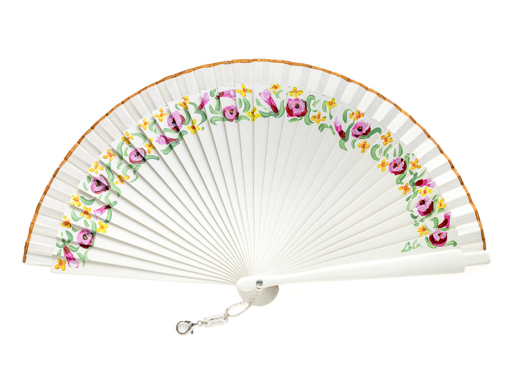 Abanico Florecillas Naranja Mini