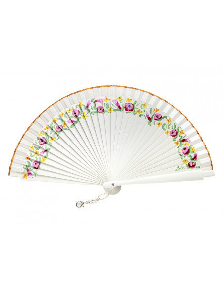 Abanico Florecillas Naranja Mini