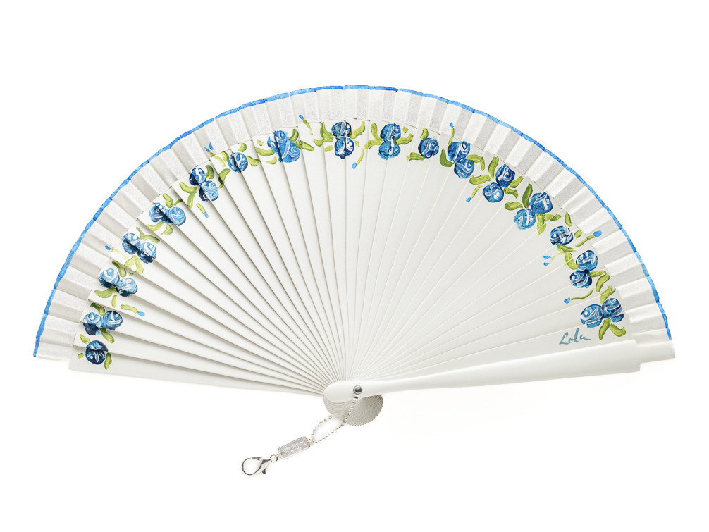 Abanico Florecillas Azul Mini