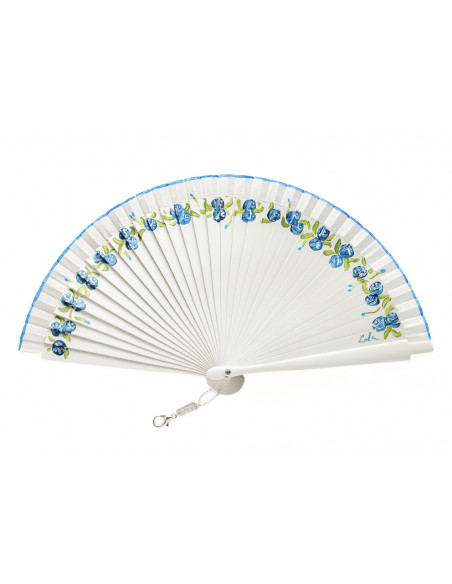 Abanico Florecillas Azul Mini
