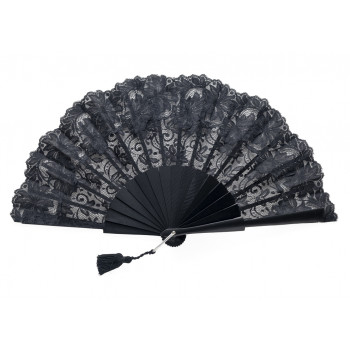 Abanico Encaje Negro Txara