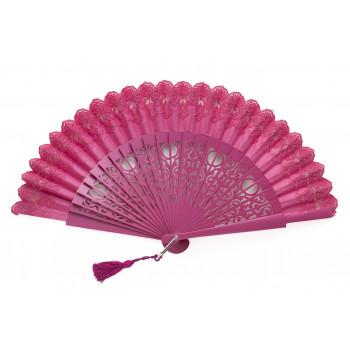 Abanico Encaje Fucsia