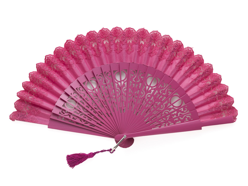Abanico Encaje Fucsia