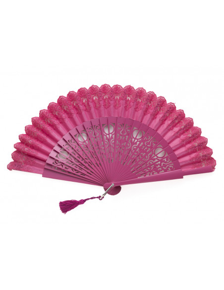 Abanico Encaje Fucsia