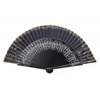 Abanico Clásico Volutas Negro