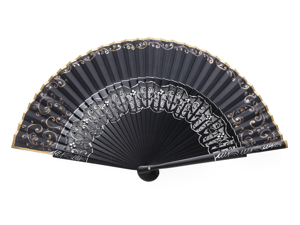 Abanico Clásico Volutas Negro