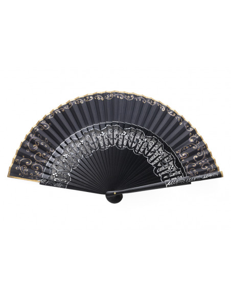 Abanico Clásico Volutas Negro